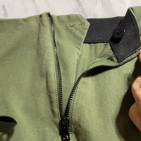 Everlane The Side-Zip Stretch‎ Ponte Crop Cotton Pants In Green Size 2 - Picture 10 of 12
